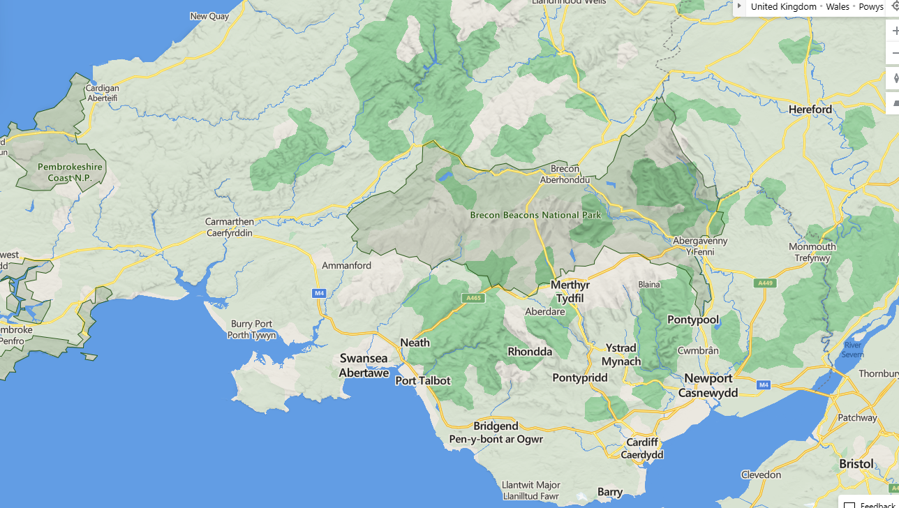 Map showing pest control coverage in Ammanford and Llandeilo